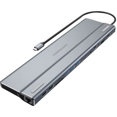 Mediacom MD-C320 Docking Station - USB 3.1/USB-C/HDMI - Grigio Mediacom MD-C320 Docking Station - USB 3.1/USB-C/HDMI - Grigio