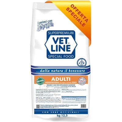 VetLine Cibo per Cani Adulti al Pesce 12,5kg - Monoproteico, Olistico, Naturale VetLine Cibo per Cani Adulti al Pesce 12,5kg - Monoproteico, Olistico, Naturale