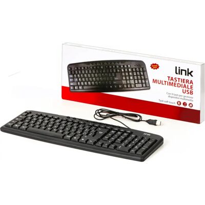 LINK Clavier Multimédia Italien - Clavier avec Toucher Souple et Touches Média - Publicité LINK Clavier Multimédia Italien - Clavier avec Toucher Souple et Touches Média - Publicité
