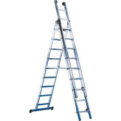 TOOLTEK Aluminium-Teleskopleiter 9+9+9 Stufen 2,92 m ausziehbar TOOLTEK Aluminium-Teleskopleiter 9+9+9 Stufen 2,92 m ausziehbar