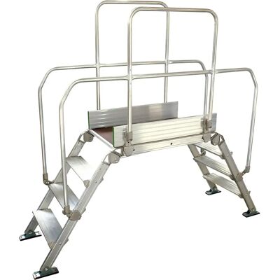 Pasaarela de aluminio con escalera - 200kg máx - 4 peldaños - 900x530mm Pasaarela de aluminio con escalera - 200kg máx - 4 peldaños - 900x530mm