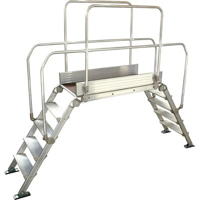 Puente de aluminio con escalera Kaiserkraft - 200kg, 5 peldaños, 1200x530mm Puente de aluminio con escalera Kaiserkraft - 200kg, 5 peldaños, 1200x530mm