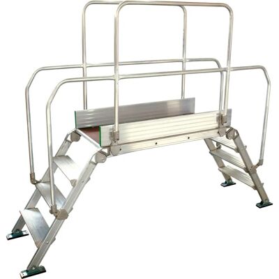 Pasarela de aluminio con escalera - 8 peldaños, 1200x530mm Pasarela de aluminio con escalera - 8 peldaños, 1200x530mm
