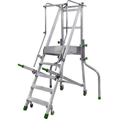 Escalera móvil de aluminio Kaiserkraft - 5 peldaños con plataforma Escalera móvil de aluminio Kaiserkraft - 5 peldaños con plataforma