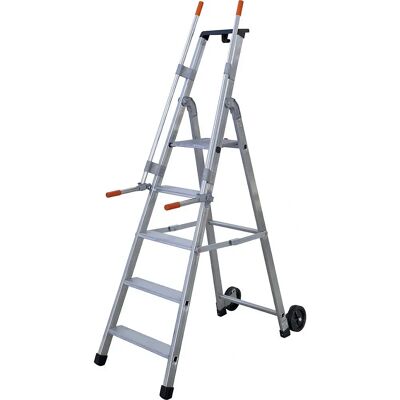 Escalera móvil de aluminio Kaiserkraft con 5 peldaños - Almacén Escalera móvil de aluminio Kaiserkraft con 5 peldaños - Almacén