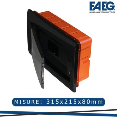 FAEG Centralino da incasso 12 moduli - Cornice nera e portello fumè - Armadio elettrico FAEG Centralino da incasso 12 moduli - Cornice nera e portello fumè - Armadio elettrico