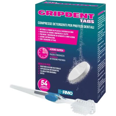 FIMO Srl Pastiglie Adesive per Dentiera + Spazzolino - Pulizia Protesi FIMO Srl Pastiglie Adesive per Dentiera + Spazzolino - Pulizia Protesi