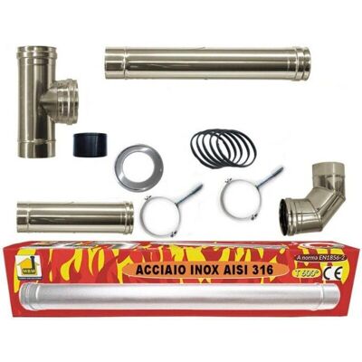 MBM Kit de Conducto de Humos - 80mm Acero Inoxidable para Estufa de Pellets MBM Kit de Conducto de Humos - 80mm Acero Inoxidable para Estufa de Pellets