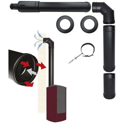 Kit de chimenea coaxial para estufa de pellet - Instalación frontal fácil - Italia Kit de chimenea coaxial para estufa de pellet - Instalación frontal fácil - Italia