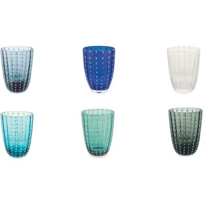 VILLA D'ESTE Kalahari Ocean Blauglas-Set - Wasser, 6 stk VILLA D'ESTE Kalahari Ocean Blauglas-Set - Wasser, 6 stk