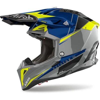 Airoh Aviator 3 Push Azul - Casco de motocross Airoh Aviator 3 Push Azul - Casco de motocross