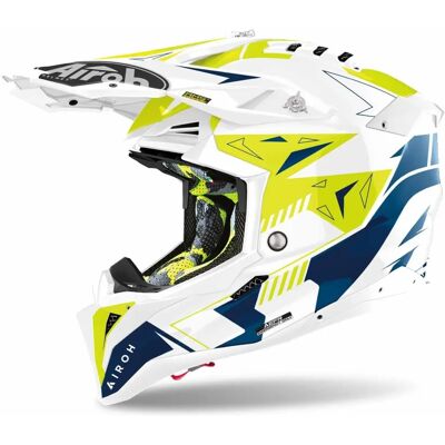 Casco de Motocross Airoh Aviator 3 Spin - Amarillo Azul Casco de Motocross Airoh Aviator 3 Spin - Amarillo Azul