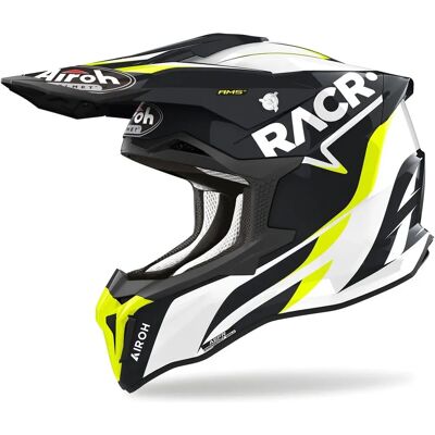 Casco da motocross Airoh Strycker Racr in fibra di carbonio - Nero/Bianco/Giallo - L Casco da motocross Airoh Strycker Racr in fibra di carbonio - Nero/Bianco/Giallo - L