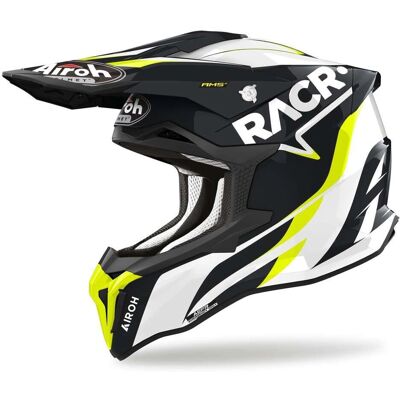 Airoh Strycker Racr - Casco MX in fibra di carbonio - Nero, Bianco, Giallo Airoh Strycker Racr - Casco MX in fibra di carbonio - Nero, Bianco, Giallo