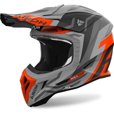 Airoh Aviator Ace 2 Ground - Szary Pomarańczowy - Kask Motocross Airoh Aviator Ace 2 Ground - Szary Pomarańczowy - Kask Motocross