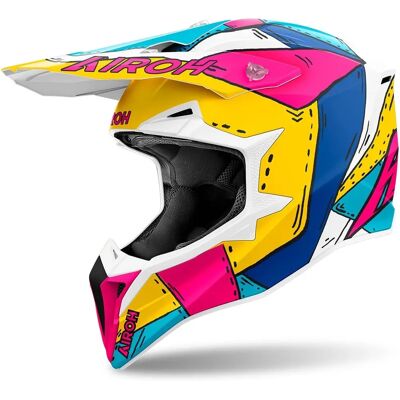 Casque Airoh Wraaap - Jaune Rose Bleu - Enduro Casque Airoh Wraaap - Jaune Rose Bleu - Enduro