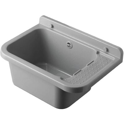 Lavabo bagno Negrari 2051G - A parete, Grigio, Resina resistente Lavabo bagno Negrari 2051G - A parete, Grigio, Resina resistente
