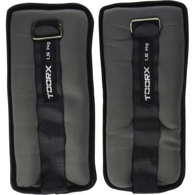 Pesi per Cavigliera e Polso Toorx - Chiusura regolabile con velcro, 2 x 1,5kg, Nero/Grigio Pesi per Cavigliera e Polso Toorx - Chiusura regolabile con velcro, 2 x 1,5kg, Nero/Grigio