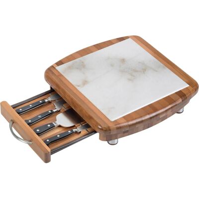 GiordanoShop - Tagliere Formaggio 36x36x10,5cm con Coltelli in Legno e Marmo Alexander Apollo - Tagliere di Formaggio GiordanoShop - Tagliere Formaggio 36x36x10,5cm con Coltelli in Legno e Marmo Alexander Apollo - Tagliere di Formaggio
