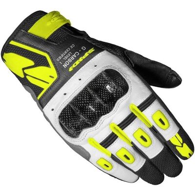 Guantes de Motocicleta Spidi G-Carbon para Mujeres - Negro Blanco Amarillo - Guantes de Moto Guantes de Motocicleta Spidi G-Carbon para Mujeres - Negro Blanco Amarillo - Guantes de Moto