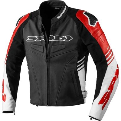Veste en cuir moto Spidi Track Warrior - Noir Rouge - 52 - Publicité Veste en cuir moto Spidi Track Warrior - Noir Rouge - 52 - Publicité