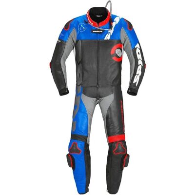 Combinaison en cuir de moto en deux pièces Spidi Dp-Progressive Touring - Noir, Rouge, Bleu - Veste de moto en cuir - Publicité Combinaison en cuir de moto en deux pièces Spidi Dp-Progressive Touring - Noir, Rouge, Bleu - Veste de moto en cuir - Publicité