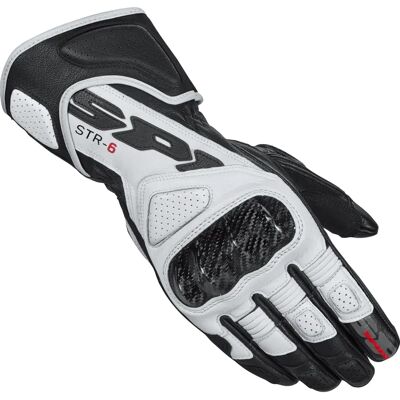 Guantes de motocicleta Spidi STR-6 - Nocchetes de carbono, Palma de microfibra - Negro-Blanco Guantes de motocicleta Spidi STR-6 - Nocchetes de carbono, Palma de microfibra - Negro-Blanco