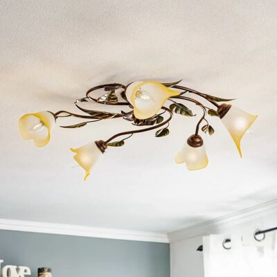 Onli Lighting Miranda 5 Light Multi Arm Semi Flush Deckenleuchte - Antik Gold Onli Lighting Miranda 5 Light Multi Arm Semi Flush Deckenleuchte - Antik Gold