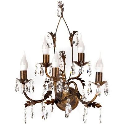 Lampada da Parete Teresa di Euluna - Vetro di cristallo, Ottone, 5 luci - Lampada da parete Lampada da Parete Teresa di Euluna - Vetro di cristallo, Ottone, 5 luci - Lampada da parete
