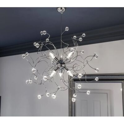 Lampa wisząca w chromie z kryształami Euluna - Oświetlenie wiszące Lampa wisząca w chromie z kryształami Euluna - Oświetlenie wiszące