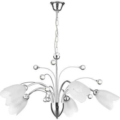 Onli 4707/5 Lámpara de araña moderna de cristal y cromo Onli 4707/5 Lámpara de araña moderna de cristal y cromo