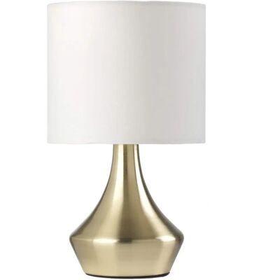 Luminária de mesa dourada ONLI com abajur de tecido branco - Luminária de mesa Luminária de mesa dourada ONLI com abajur de tecido branco - Luminária de mesa