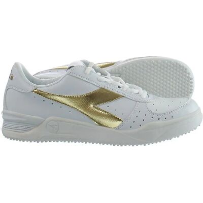 Diadora S.Star K Elite Wimbledon White Leather Mens Trainers - Trainters Diadora S.Star K Elite Wimbledon White Leather Mens Trainers - Trainters