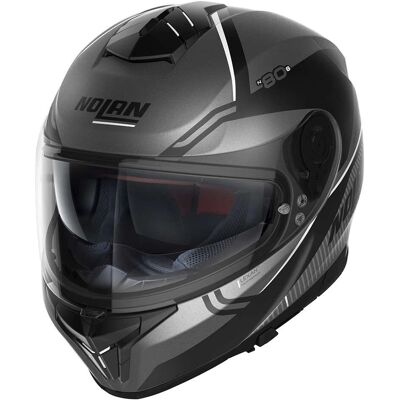 Nolan N80-8 Astute N-Com Helm - Unisex Grijs Wit - Helm Nolan N80-8 Astute N-Com Helm - Unisex Grijs Wit - Helm