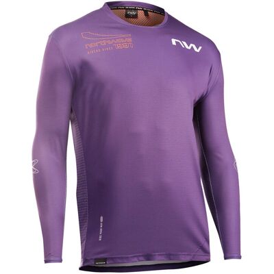 Northwave - Edge 2 LS - Mørk lilla/orange - M - Cykeltrøje Northwave - Edge 2 LS - Mørk lilla/orange - M - Cykeltrøje