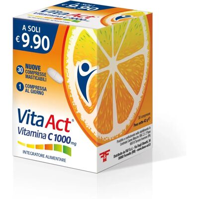F&F; Srl Vita Act Vitamina C 1000 Mg - Supporto immunitario, Compresse masticabili F&F; Srl Vita Act Vitamina C 1000 Mg - Supporto immunitario, Compresse masticabili