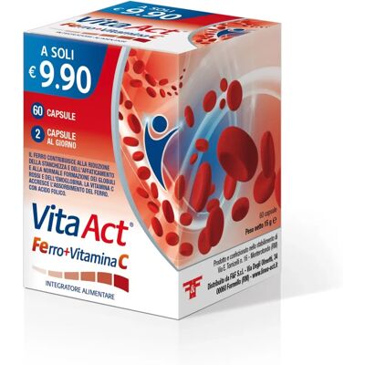 F&f Srl Vita Act Ferro + Vitamina C - Integratore alimentare - 60 capsule F&f Srl Vita Act Ferro + Vitamina C - Integratore alimentare - 60 capsule