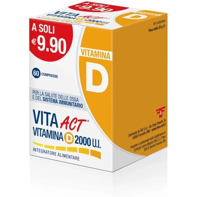 F&f Srl Vita Act Vitamina D 2000 UI - Oss i Sistema Immunitario - 60 Compresse F&f Srl Vita Act Vitamina D 2000 UI - Oss i Sistema Immunitario - 60 Compresse