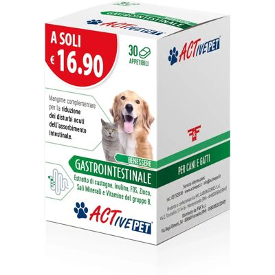 F&F Srl Active Pet Gastrointestinale - 30 Compresse - Supporto digestivo per animali F&F Srl Active Pet Gastrointestinale - 30 Compresse - Supporto digestivo per animali