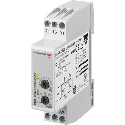 Carlo Gavazzi Timer-Relais - 24-240V AC/DC, SPDT, 0,1s-100h - DIN-Schiene Carlo Gavazzi Timer-Relais - 24-240V AC/DC, SPDT, 0,1s-100h - DIN-Schiene