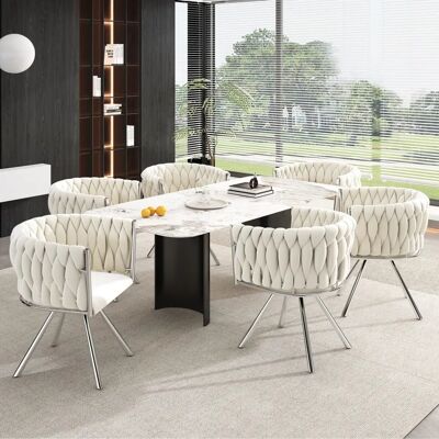 WISHDOR - 6 Dining Chairs Set - Beige Terciopelo - Dining chairs WISHDOR - 6 Dining Chairs Set - Beige Terciopelo - Dining chairs