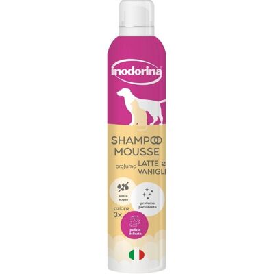 Shampoo secco alla vaniglia Inodorina - Schiuma detergente per animali Shampoo secco alla vaniglia Inodorina - Schiuma detergente per animali
