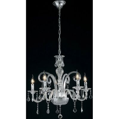 Lampadario in cristallo e cromo a 5 luci - Luce Ambiente e Design Lampadario in cristallo e cromo a 5 luci - Luce Ambiente e Design