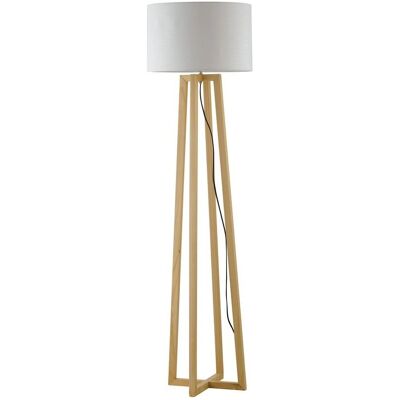 Lámpara de pie Fan Europe Berry - Pantalla de tela, Madera natural, Blanco Lámpara de pie Fan Europe Berry - Pantalla de tela, Madera natural, Blanco