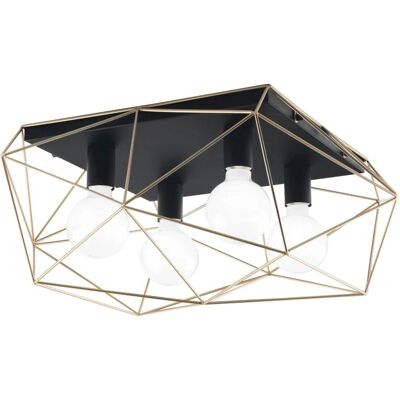 Fan Europe Abraxas Globe Cage Semi Flush Ceiling Light - Black, Gold - Ceiling Light Fan Europe Abraxas Globe Cage Semi Flush Ceiling Light - Black, Gold - Ceiling Light