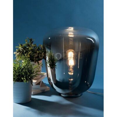 Luce Ambiente e Design Lampada da tavolo in metallo nero con diffusore in vetro grigio - Lampada da tavolo Luce Ambiente e Design Lampada da tavolo in metallo nero con diffusore in vetro grigio - Lampada da tavolo