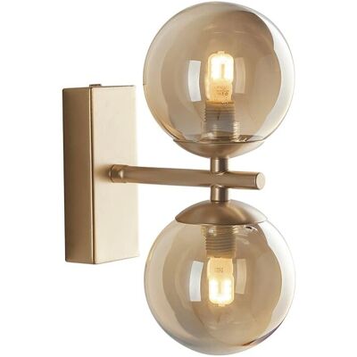 Fan Europe Lighting Twin Globe Wandleuchte - Messing Satin mit Champagner Diffusoren - G9 Fan Europe Lighting Twin Globe Wandleuchte - Messing Satin mit Champagner Diffusoren - G9