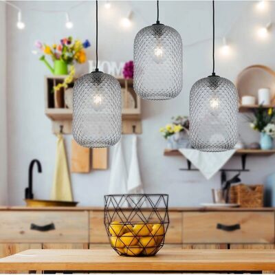 Fan Europe Lighting Ashford Glasdome Hängeleuchte - Grau - Deckenlampe Fan Europe Lighting Ashford Glasdome Hängeleuchte - Grau - Deckenlampe