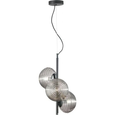 Luce Ambiente e Design Lampada a Sospensione in Metallo e Vetro Nero Luce Ambiente e Design Lampada a Sospensione in Metallo e Vetro Nero