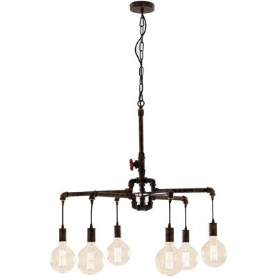 Fan Europe Lighting AMARCORD Industri 6 Licht Pendelleuchte Rost - Deckenleuchte Fan Europe Lighting AMARCORD Industri 6 Licht Pendelleuchte Rost - Deckenleuchte